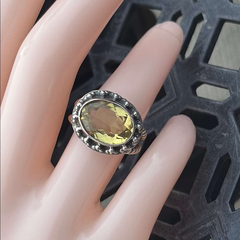 5.5 ct Natural Genuine Lemon Quartz Oval Stone Ring Sterling Silver Size 6.5